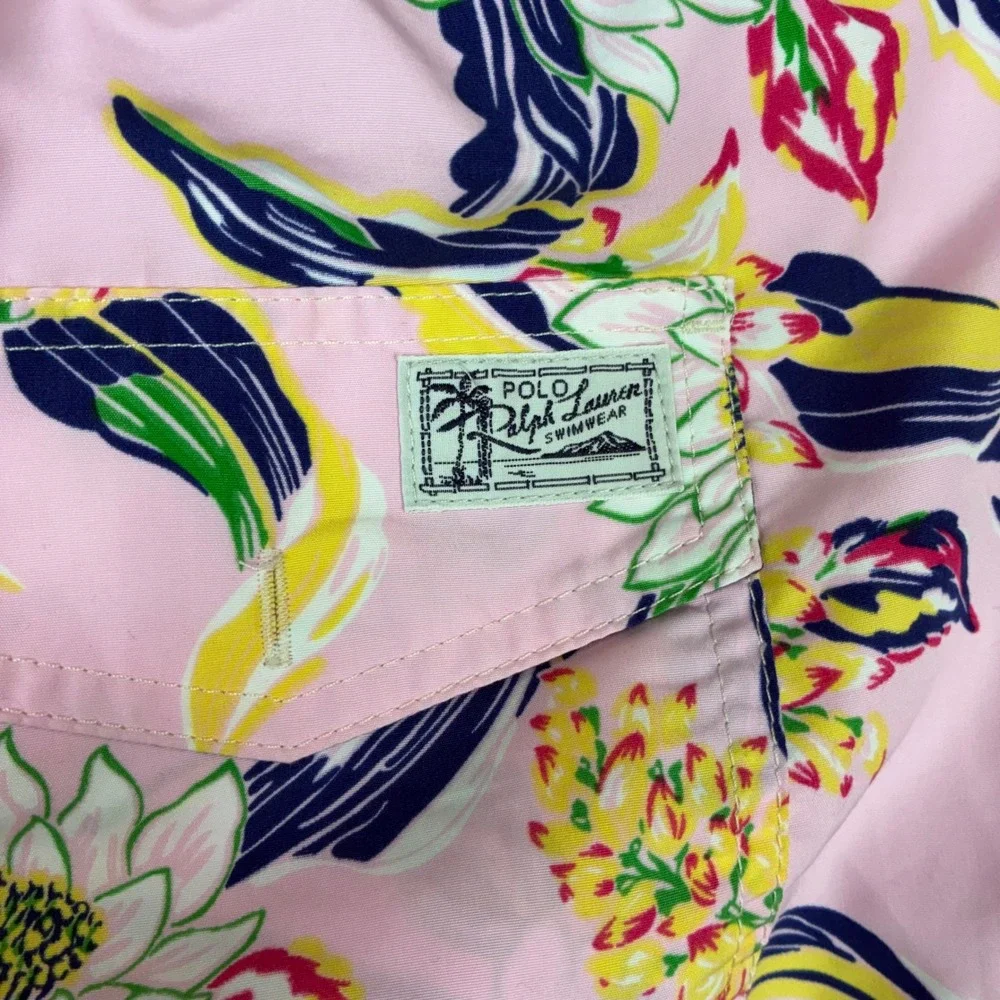 Polo Ralph Lauren Mens Pink Tropical Floral Swim Trunks Size 3XB Big & Tall